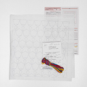 Olympus stamped Sashiko stitch kit "Hana Fukin Pop...