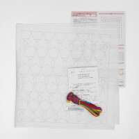 Olympus Sashiko Stickpackung "Hana Fukin Pop Designs Sterne", Stoff bedruckt, 34x34cm, Original aus Japan