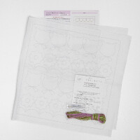 Olympus stamped Sashiko stitch kit "Hana Fukin Pop Designs Cats and Flowers", 34x34cm, Original from Japan