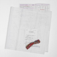Olympus gestempeld Sashiko borduurpakket "Hana Fukin World Walker series Paris", 34x34cm, Origineel uit Japan