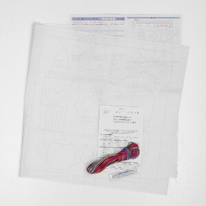 Kit di punti Sashiko timbrati Olympus "Hana Fukin World Walker series London", 34x34cm, originale dal Giappone