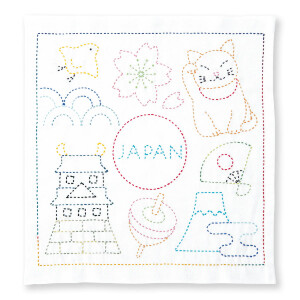 Olympus stamped Sashiko stitch kit "Hana Fukin World...