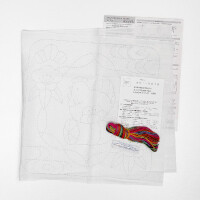 Olympus stamped Sashiko stitch kit "Hana Fukin Bird, Plums, Bamboo, Pines", 34x34cm, Original from Japan