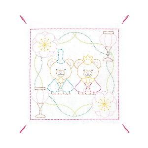 Olympus stamped Sashiko stitch kit "Hana Fukin Bears...