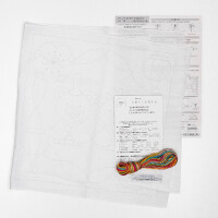 Kit de point Sashiko estampillé Olympus "Hana Fukin Bears Hinamatsuri", 34x34cm, Original du Japon
