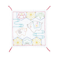 Набор для вышивания сашико с печатью Olympus "Кабаны, сливы, бамбук, сосны", 34x34 см, оригинал из Японии