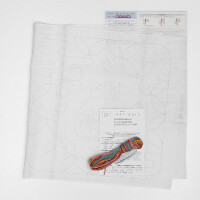Olympus gestempeld Sashiko borduurpakket "Hana Fukin Mouse en Shippou Tsunagi", 34x34cm, Origineel uit Japan