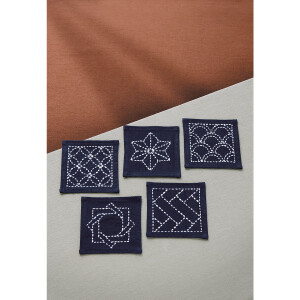 Набор для вышивания сашико с тиснением Olympus "Набор подставок из 5 штук", 10x10 см, оригинал из Японии