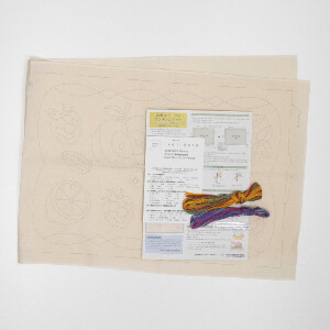 Olympus stamped Sashiko stitch kit "Placemat Nordic Designs Fruits", 31x45cm, Original from Japan