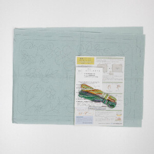 Olympus stamped Sashiko stitch kit "Placemat Nordic Designs Herbs", 31x45cm, Original from Japan