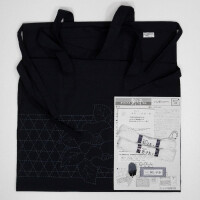 Kit de punto Sashiko estampado Olympus "Shoulder Bag", 42x42cm, Original de Japón