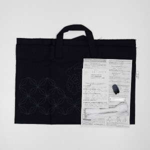 Olympus Sashiko Stickpackung "Mini Einkaufstasche", Stoff bedruckt, 22x42x10cm, Original aus Japan