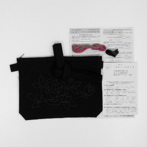 Olympus gestempeld Sashiko borduurpakket "Pochette", 18x23x4cm, Origineel uit Japan