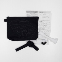 Olympus stamped Sashiko stitch kit "Pochette", 18x23x4cm, Original from Japan