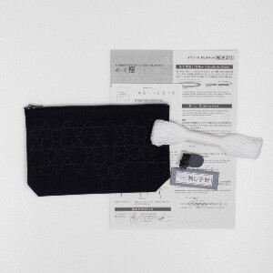 Olympus stamped Sashiko stitch kit "Pouch", 12x20x4cm, Original from Japan