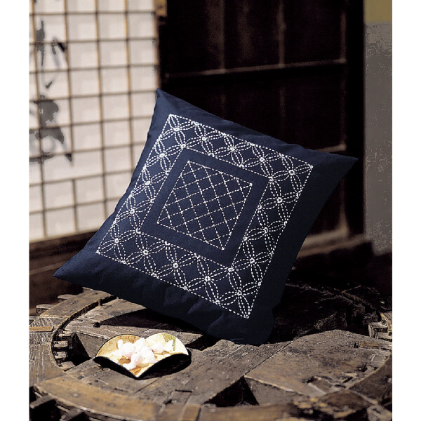 Kit di punti Sashiko timbrati Olympus "Cuscino con dorso", 43x43cm, Originale dal Giappone