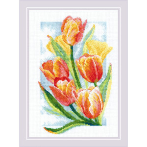 Riolis counted cross stitch kit "Spring Glow. Tulips", 21x30cm, DIY