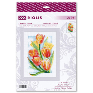 Kit de punto de cruz contado Riolis "Spring Glow. Tulipanes", 21x30cm