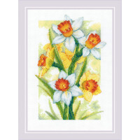 Riolis counted cross stitch kit "Spring Glow. Daffodilis", 21x30cm, DIY