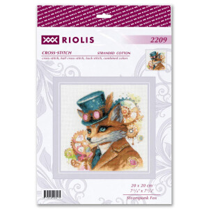 Riolis Kreuzstich Stickpackung "Steampunk-Fuchs", Zählmuster, 20x20cm