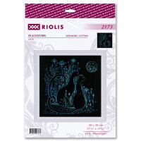 Riolis Blackwork Stickset "Katzen. Mondlicht", Zählmuster, 30x30cm
