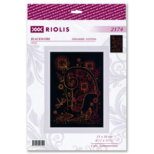 Riolis Blackwork Stickset "Katzen. Sommerzeit", Zählmuster, 21x30cm