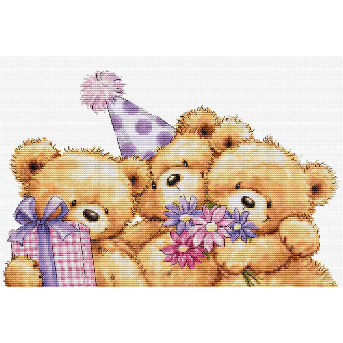 This animated picture shows three adorable teddy bears....