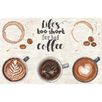 Letistitch kit de punto de cruz contado "Life is too short for a bad coffee", 19x29cm