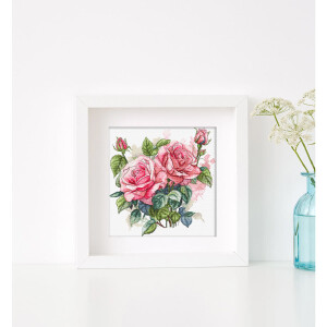 Letistitch counted cross stitch kit "Pink Bloom", 22x23cm, DIY