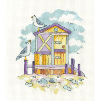 Heritage counted cross stitch kit "Yellow Beach Hut (A)", BHYE1748, 15x17cm, DIY