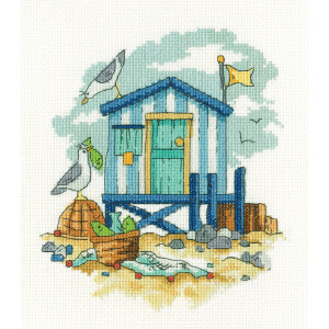 Heritage counted cross stitch kit "Blue Beach Hut...