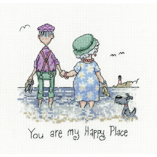Heritage counted cross stitch kit "Happy Place (A)", GYHP1752, 14x13,5cm, DIY