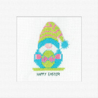 Heritage counted cross stitch kit "Greeting Card Gonk Easter Egg Bow (A)", GOEW1756, 14,5x14,5cm, DIY