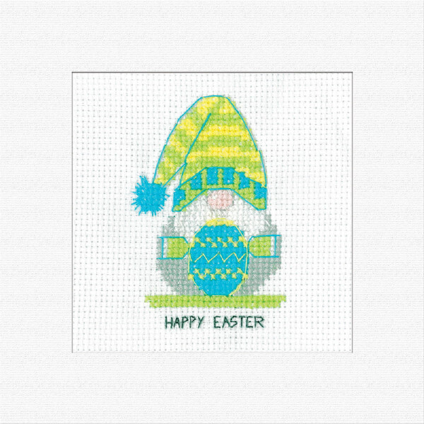 Heritage counted cross stitch kit "Greeting Card Gonk Easter Egg Green (A)", GOEG1757, 14,5x14,5cm, DIY