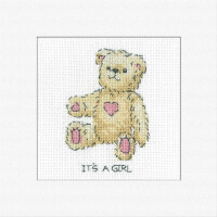 Heritage counted cross stitch kit "Greeting Card Its a Girl (A)", GCTG1716, 14,5x14,5cm, DIY