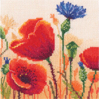 RTO counted cross stitch kit "Sommer Poppyhead", 12x12cm, DIY