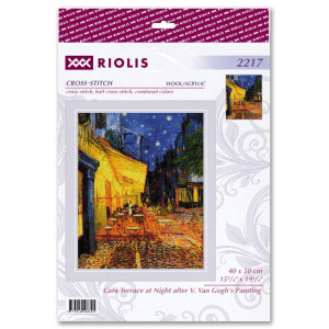 Kit de point de croix Riolis "Terrasse de café la nuit daprès le tableau de V.Van Goghs", 40x50cm