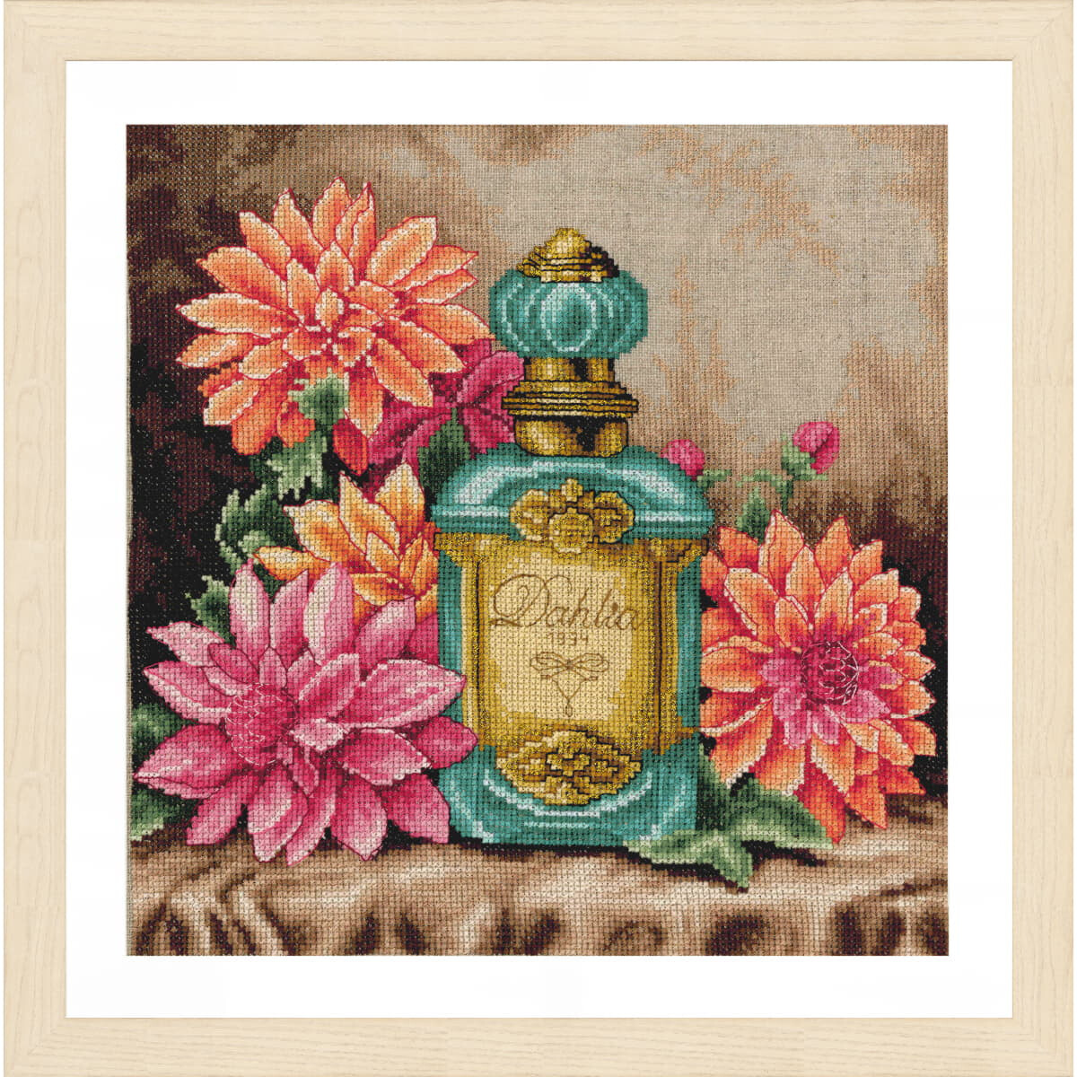 A framed embroidery picture from Lanarte embroidery pack...