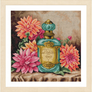 Lanarte counted cross stitch kit "Home and Garden The scent of Dahlia", 29x29cm, DIY