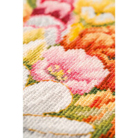 Lanarte counted cross stitch kit "Marjolein Bastin Cover me in Tulips Evenweave Fabric", 28x37cm, DIY