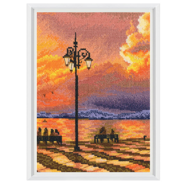 RTO Kreuzstich Stickpackung "Sonnenuntergang Romantik", Zählmuster, 13,5x19cm