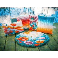Vervaco stamped cross stitch kit cushion "Poppies Landscape", 50x30cm, DIY