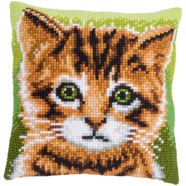 Vervaco stamped cross stitch kit cushion "Kitten", 40x40cm, DIY