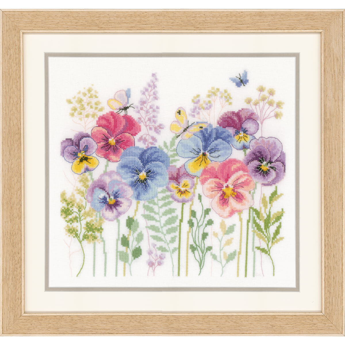 Vervaco counted cross stitch kit "Pansies and...