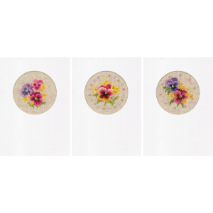 Vervaco geteld kruissteekpakket wenskaarten "Violettes" Set van 3, 10,5x15cm