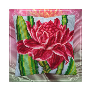 CDA stamped cross stitch kit cushion "Lotus", 40x40cm, DIY