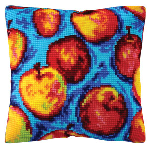 CDA stamped cross stitch kit cushion "Pattern-Apples", 40x40cm, DIY