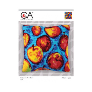 CDA stamped cross stitch kit cushion "Pattern-Apples", 40x40cm, DIY