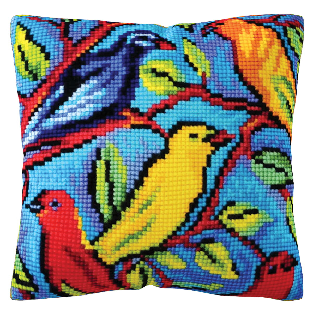 CDA stamped cross stitch kit cushion "Birds on the...