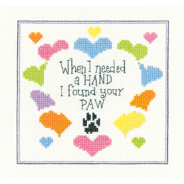 Heritage counted cross stitch kit Aida "I Found Your Paw", PUFP1765-A, 14,5x14cm, DIY